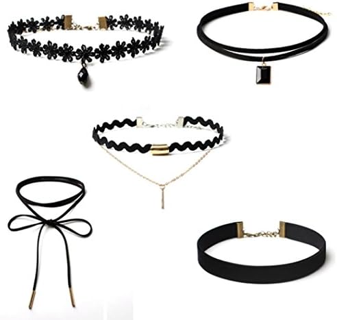 Clearance!Ladies 5 Pieces Choker Necklace Set Classic Gothic Fashion Choker Necklace by Hansee (Black)