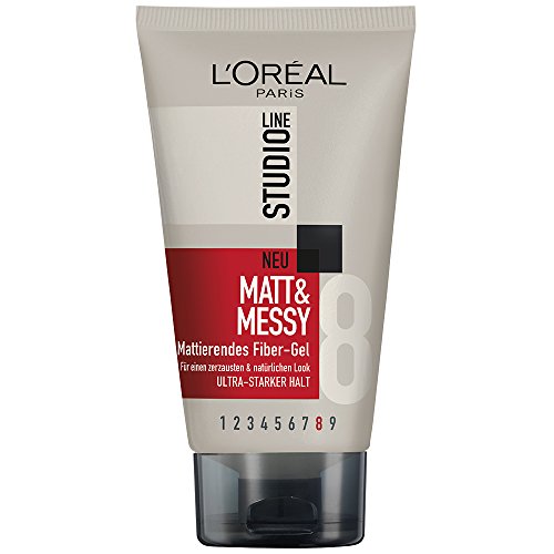L'Oréal Paris Studio Line Haar-Creme Matt und Messy Fiber-Gel / Haargel mattierend für natürliche Looks (kein Verkleben, kein Beschweren) 6 x 150 ml