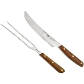 Arcos Nordika Series &ndash; Barbecue Knife, Carving Fork &ndash; Nitrum Stainless Steel &ndash; Ovengkol 100 Percent Natural FSC Wood Handle &ndash;