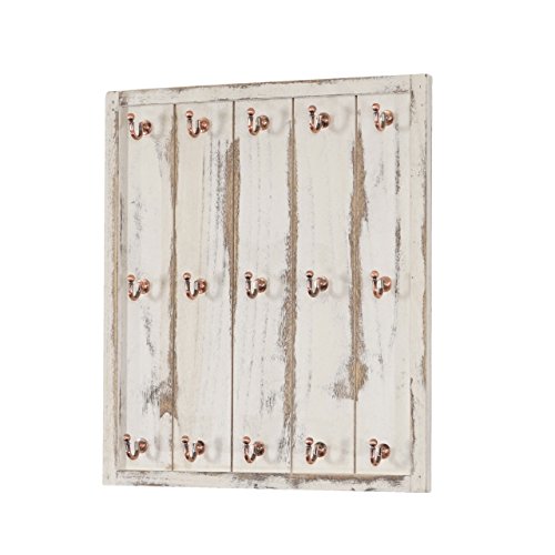 Mendler Tassenhalter Marano, Hängeregal Tassenbrett Wandboard, Shabby-Look Vintage 50x45x5cm ~ weiß