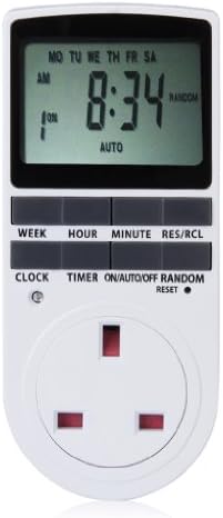 WMicroUK1PCS Large LCD Display Digital Timer Socket, Programmable Timer Socket Switch UK Digital Timer Socket economy plug-in timeswitch with numerous options