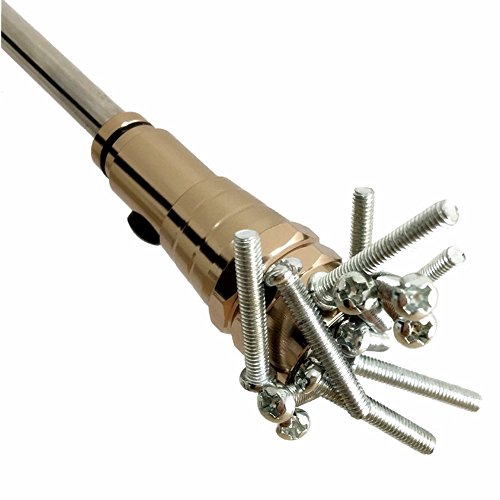 KIMILAR Einziehbares LED Taschenlampe Teleskop Verlängerung Fackel Arbeit Licht mit MAGNETIZED Finder Base Pick Up Tool(Max Length 57CM), inkl. Batterien (Gold) - 3