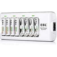 EBL 808 Cargador de pilas con 4 Unidades de AA 2800mAh y 4 unidades AAA 1100mAh Ni-MH Baterías Recargables