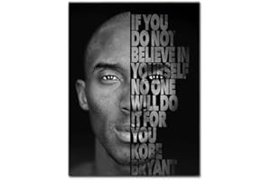 KTGEDH Kobe Inspirational Quotes Canvas Wall Art Bryant Motivational Canvas Print for Men Boys Room Decor LA Lakers Black Mamba Poster Pictures Gift Idea for Dear Kobe Basketball Fans, UNFramed,60×90cm