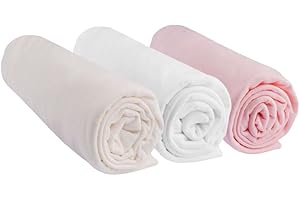 Lot de 3 Draps Housse 70x160 cm Lit Bébé Lit Enfant 70 x 160 cm| 100% Coton Jersey | Rose Blanc Écru | Extensible | Sommeil sain | Marque Easy dort | Oeko-Tex | Qualité | Fabriqué en Europe
