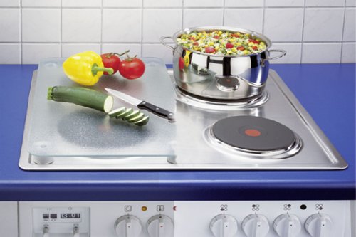 WENKO 2521200500 Herdabdeckplatte Universal mit Sicherheitsfolie – 2er Set, für alle Herdarten, Gehärtetes Glas, 30 x 1.8 – 4.5 x 52 cm, Mehrfarbig - 4