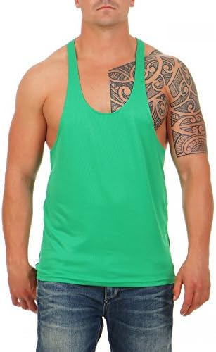Muscle Shirt Men's Stringer Bodybuilding Vest - Green - Medium