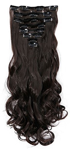 S-noilite® 60cm 8 teiliges SET Clip In Hair Extensions Haarverlängerung Full Head Haarteil Haarverdichtung (Dunkelbraun)