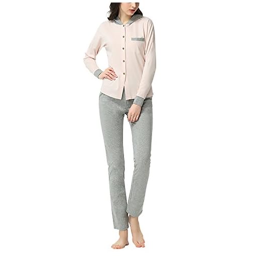 Dolamen-Coppie-Pigiama-per-Donna-Signore-calda-molle-inverno-Pigiama-da-notte-Cotone-Donna-Felpa-con-cappuccio-Hoodie-Pigiama-invernale-manica-lunga-Top-Pantaloni-con-tasche