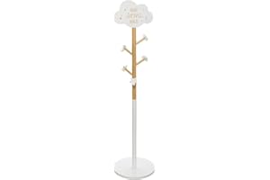 WELL HOME MOBILIARIO & DECORACIÓN Well Home - Porte-manteau pour enfant en bois avec décoration de nuage - 5 crochets blanc - Ø32 x H.135,5 cm