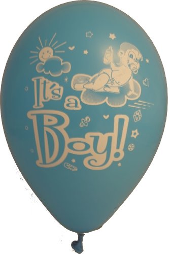 10 Luftballons * It’s a Boy – Blau mit weißem Aufdruck * für Kindergeburtstag oder Party // mit doppelseitigem Aufdruck und 105cm Umfang // Luftballon Ballons Deko Motto Kinderparty Baby 1 Geburtstag erster Junge Geburt - 2