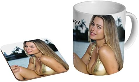 Sofia Vergara Gold Bikini Ceramic Coffee MUG + Coaster Gift Set …