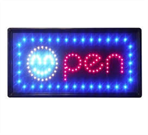 = Open = LED Sign Bright NEON Professional Powerful Animated Flashing Display Hanging Chain Included Signs 45cm x 25cm x 2cm