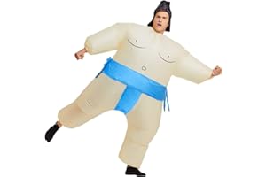 Rafalacy Inflatable Sumo Wrestler Suit Costume for Adult Blow up Halloween Party Fat Suit Fancy Families Member Game