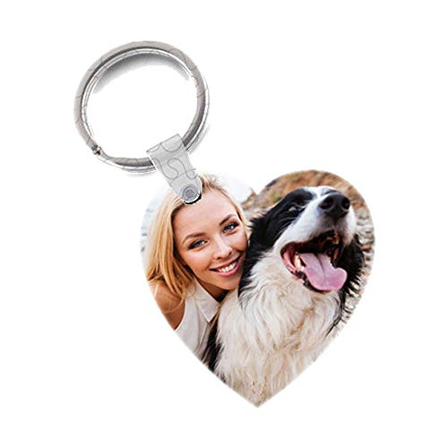 Porte Clé Photo Personnalisables - Porte-clés Original Coeur Impression de Haute Qualité DPI - Porte Clef Personnalisés idéal pour Les Couples Femme Cadeau Homme Famille Mère Coeur