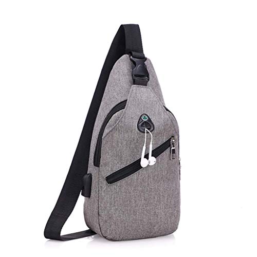 Preisvergleich Produktbild Mit Ladeanschluss und Kopfhörerausgang Jungs Leinwand Brusttasche Wasserdicht Brustbeutel Casual Outdoor Kuriertaschen Herren Junior Umhängetasche (Color : -, Size : -)