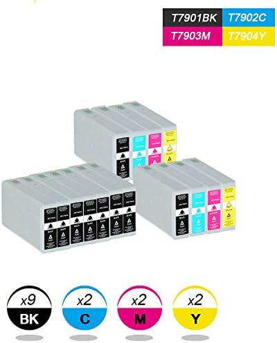 15 DOREE T7901 Compatible Printer Ink Cartidges to replace Epson WF-4630DWF/ 4640DTWF/ 5110DW/ 5190DW/ 5620DWF/ 5690DWF (9X Black/2X cyan/2X magenta/2X yellow)
