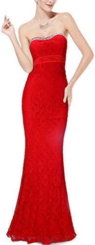 KAXIDY Womens Strapless Gown Evening Evening Dress Business Party Dress Bridesmaid Dressess (Small, Red)