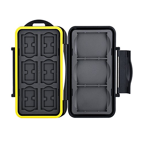 Flashwoife Turtle-SD6CF3MSD12 wasserdichte Speicherkarten Schutzbox für 3 Stück CF und 6 Stück SDHC und für 12 Stück MicroSD Cards Case in schwarz/gelb - 2