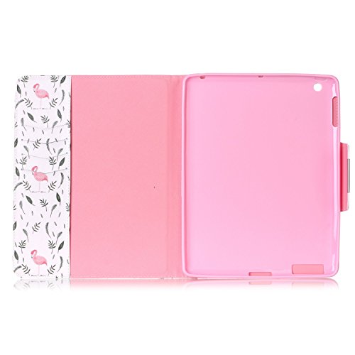 iPad 2 iPad 3 iPad 4 Hülle, Deenor Bunt Painting und Stilvoll Brieftasche Tasche PU Leder Flip Protective Stand Tasche Schutzhülle Hülle für Apple iPad 2 iPad 3 iPad 4 Generation.[Flamingos] - 7