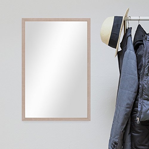 Wand-Spiegel 43×63 cm im Holzrahmen Sonoma Eiche Hell Modern / Spiegelfläche 40×60 cm - 2