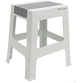 Kaymaz Tabanlı Ev Ofis Taburesi - 120 Kg Taşıma Kapasiteli Kaymaz Banyo Taburesi - &Ccedil;ocuk Taburesi - 35x45x40 cm (B&uuml;y&uuml;k Gri)