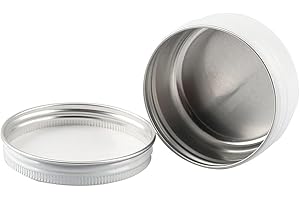 ZEOABSY 30 Pièces 30ml Pots en Aluminium Vide Rond Blanc Petit Cosmétiques Pot Conteneurs for Fait Main Bougies Crème Baume Voyage, 5X Spatule, 2X Étiquettes