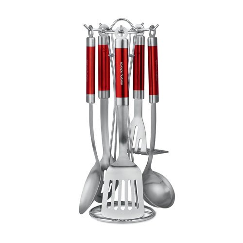 Morphy Richards 46825 5-teiliges Küchenutensilien-Set, aus Edelstahl Rot