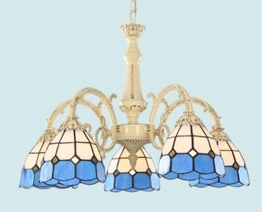 5 Mediterranean-style blue chandelier living room lamp bedroom lamp minimalist Continental Iron Tiffany
