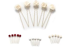 ‎FLEXISTORE 5 x Rosen auf Haarnadel - für flache Haarpartien - Brauthaarschmuck | G-F - Beige