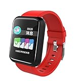 GYQ@ Smart-Armband IP68 wasserdicht Schrittzähler Herzfrequenzüberwachung 1,3 Farbdisplay, rot