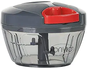 Konvio Mini Handy and Compact Chopper, with 3 Blades for effortlessly Chopping Vegetables and Fruits for Your Kitchen, BPA Free Food Safe Material (Black, 400ml)