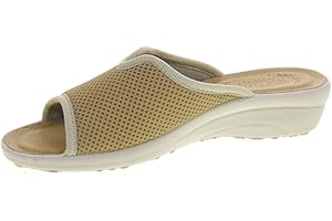 Fly Flot T4429 Fe Beige Ciabatte Donna Made in Italy Sottopiede Vera Pelle ANTISHOCK ANATOMICO Zeppa 3,5 CM Antiscivolo Tomaia Tessuto