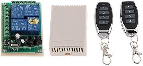 Wireless Remote Control Switch DC 12V 4CH Channel Relay Receiver and 4 Button Transmitter for Garage Door Openers, Cars, LED Lights