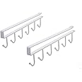 ECVV 2 Pcs Iron 6 Hooks Storage Shelf Wardrobe Cabinet Metal Under Shelves Mug Cup Hanger Bathroom Kitchen Organizer Rack Holder White