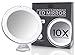 Sanheshun 10X Magnifying Lighted Travel Makeup Mirror,Touch Activated, Locking Suction Mount, Battery Operated, Round