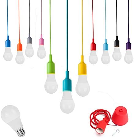 Pendant Colorful LED Cable Gaffer Light Bulb 10 W A60 Chandelier Suspension Light – Warm White Red R