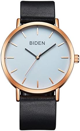 LLW Men's Quartz Watch Round Dial Case Minimalist Business Waterproof Leather Band Wrist Watch, 003