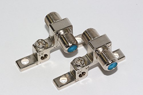 2 x F Plug Coupler Female to Female Zinc Plated Satellite Earth Ground Block