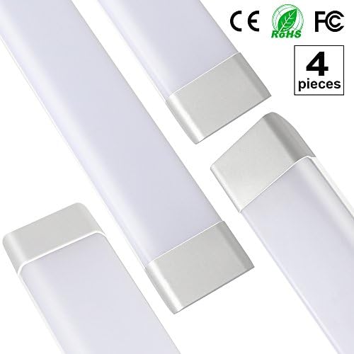 LED Batten Light 3FT, LED Tube Light Low Profile Wall Or Ceiling Surface Mounted 45W 180 Degrees Beam Angle 4500LM 6500K(Daylight) Fitting for Garage Warehouse Basement Office, 4Pack