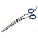 CANDURE® - Professional Hairdressing Barber Salon Scissors 7 inch. Silver with Blue Jewels Mix. Excellent Quality