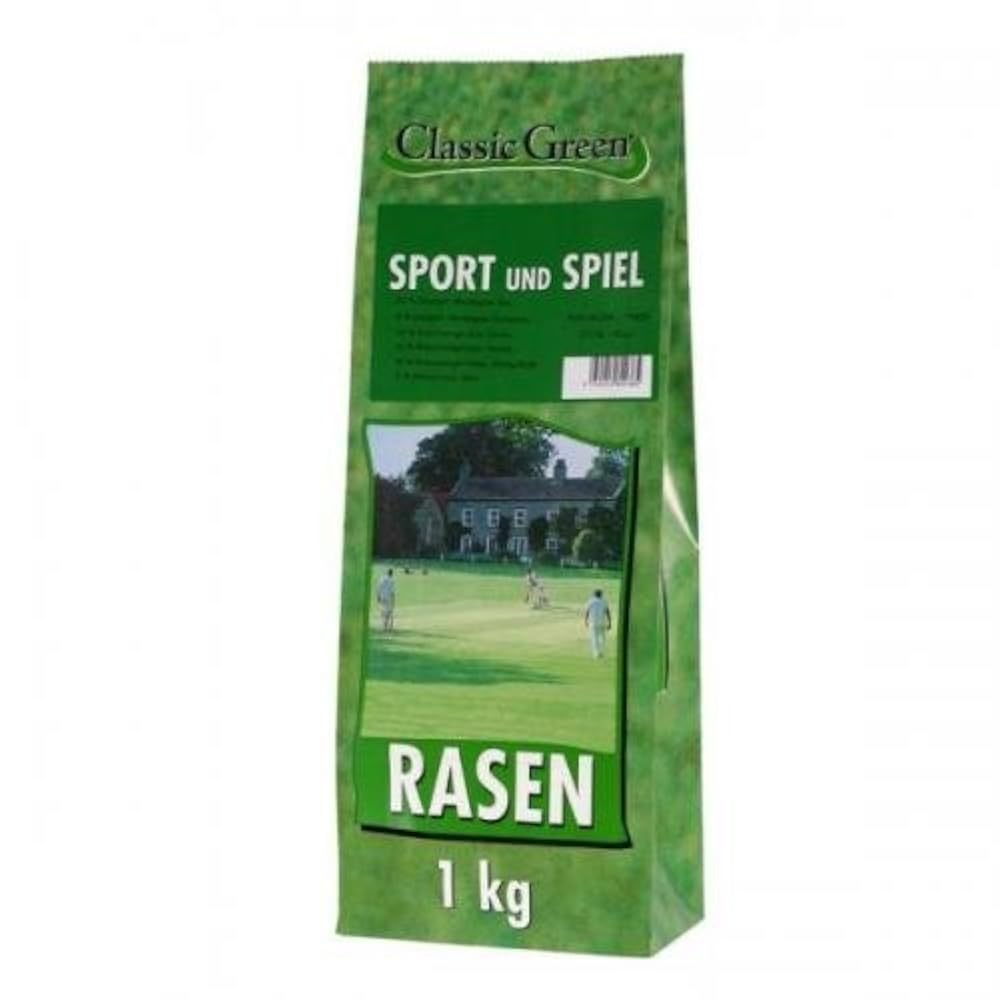 10 x Classic Green Sport-&Spielrasen Papierbeutel 1 kg, Nachsaat, Rasensaat
