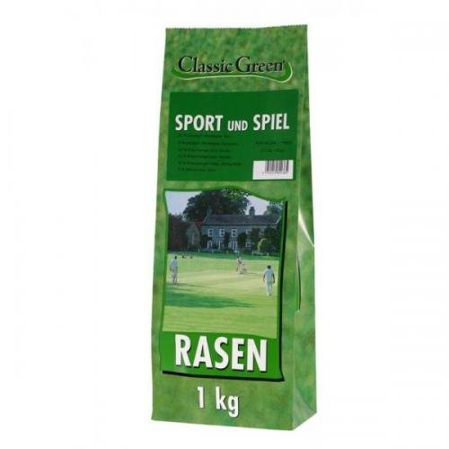 10 x Classic Green Sport-&Spielrasen Papierbeutel 1 kg, Nachsaat, Rasensaat