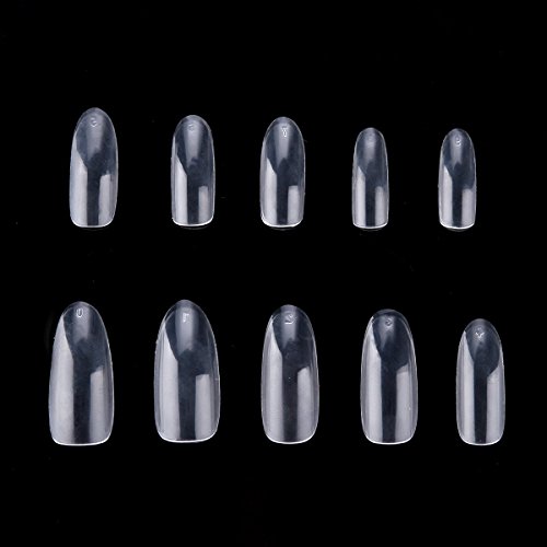 MAKARTT® 500pcs Nagel Ende Ovale Volle Deckung Weiß Kunstnagel falscher Nagel Acrylic Nagelkunst 10 Größe perfekte Länge für Nagelkunst Salon und DIY zu Hause (klar) - 2