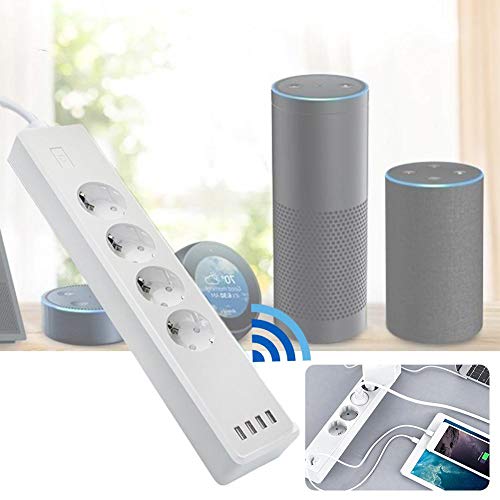 Preisvergleich Produktbild Beatie WLAN-Steckdosen Intelligente Steckdosenleiste mit Überspannungsschutz 4 Intelligente Steckdosen 4 USB-Ports Sprachsteuerung kompatibel mit Amazon Alexa Google-Startseite