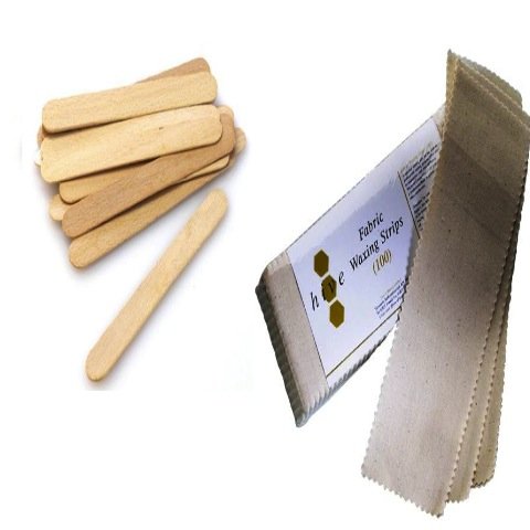 Hive of Beauty Waxing Spatulas X 100 + Fabric Wax Strips x 100