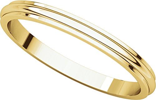 9ct Yellow Gold, Edged Half Round Wedding Band 2.5MM (sz I)