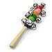 Hangqiao Baby Kids Rainbow Wooden Handle Bell Jingle Stick Shaker Rattle Toys
