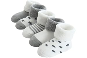 FedMois 5 Paia Calzini Cotone Invernali Termici Neonati Bambini