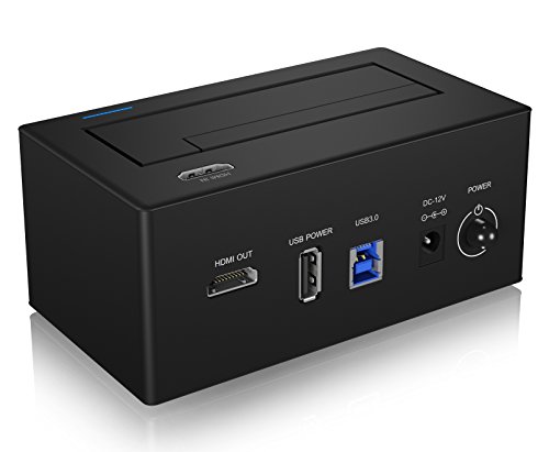 Icy Box IB-118U3-SPC Stick-PC Dockingstation & Speichererweiterung für 2,5" (6,35 cm) & 3,5" (8,9 cm) SATA HDD/SSD, HDMI In/Out, 3x USB 3.0, schwarz